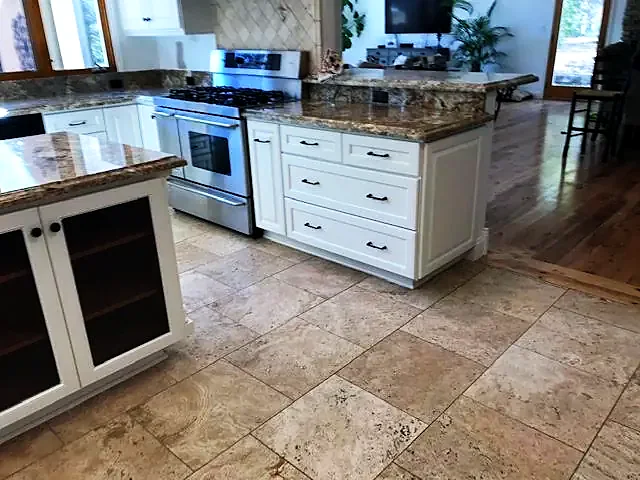 Kitchen island refinished in white